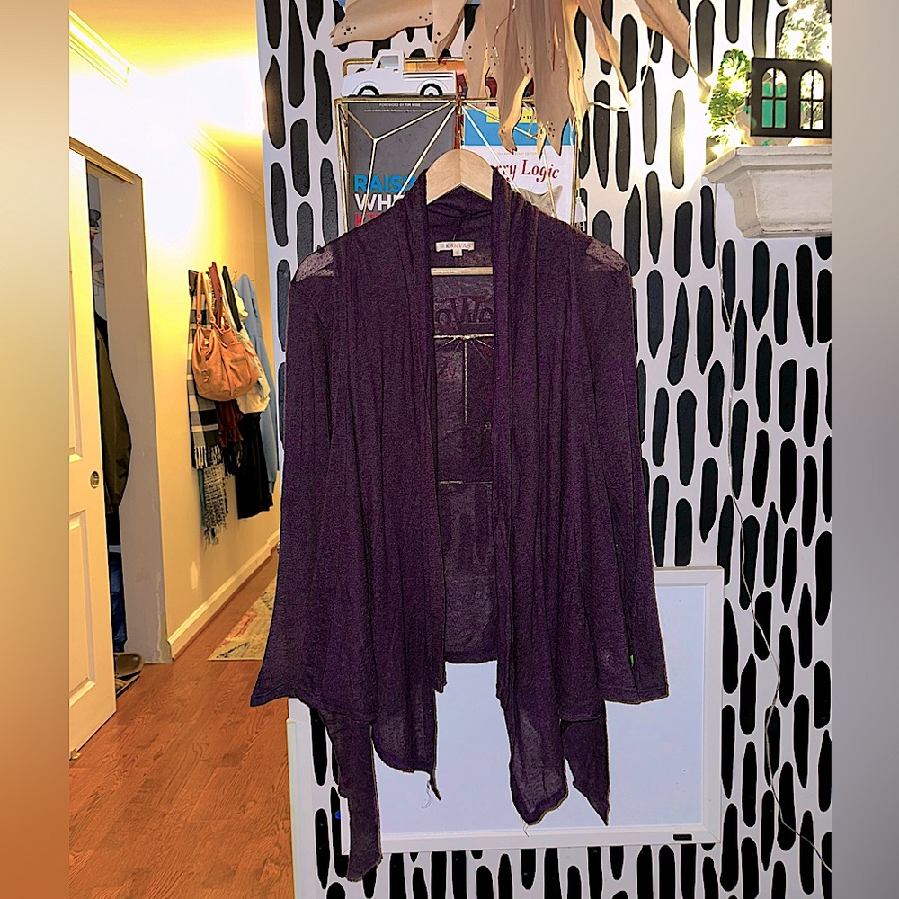 Kanvas - Plum Cascading Open Front Cardigan